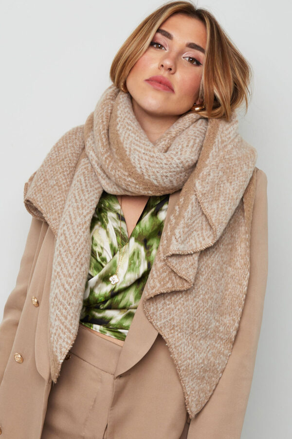 SAYA Printed Sjaal - Beige - Afbeelding 4
